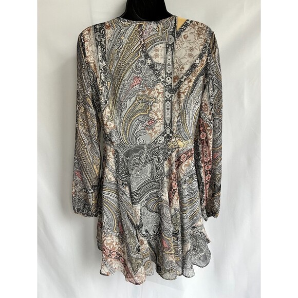 V Christina Y2K Embellished V Neck Paisley Mini Dress Sze S Chiffon Witchy Gypsy - Picture 4 of 10